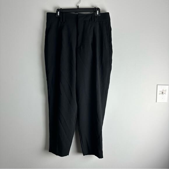 Zara High Waist Tapered Leg Trouser Pants Black Pleated Front  XXL - Picture 3 of 10